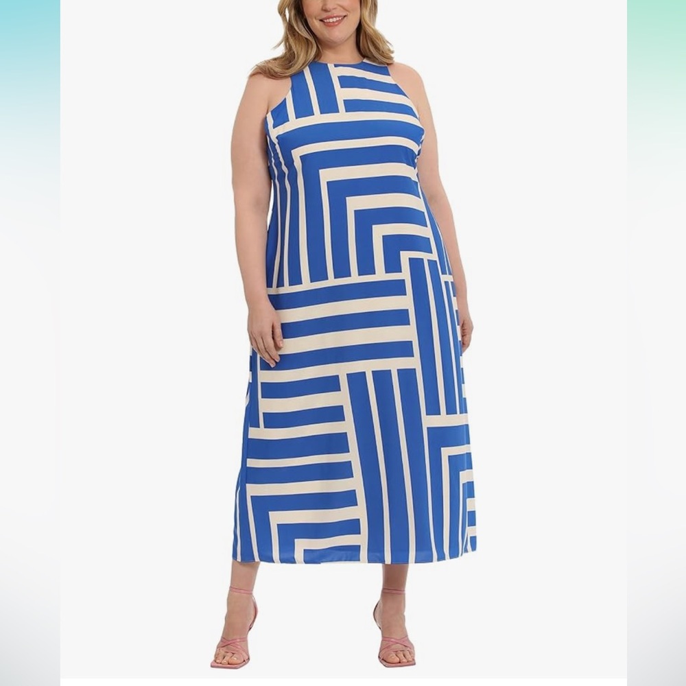 Donna Morgan Geometric Sleeveless striped maxi dress